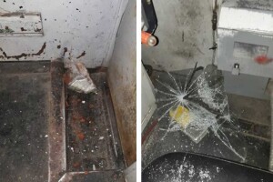 Arrojaron un pedazo de escombro