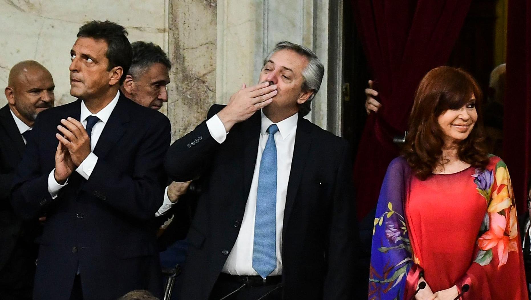 Sergio Massa, Alberto Fernández y Cristina Kirchner 