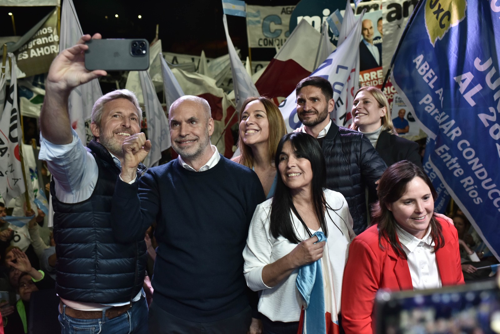 Frigerio, Larreta, Vidal, Pullaro y Aluani en el cierre de campaña en Paraná